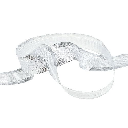 Floristik24 Ruban de Noël avec bordure métallique argent 25mm 20m