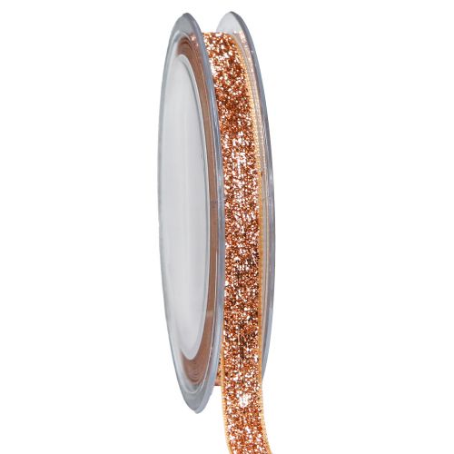 Floristik24 Ruban de Noël ruban décoratif à paillettes cuivre rose 10mm 10m