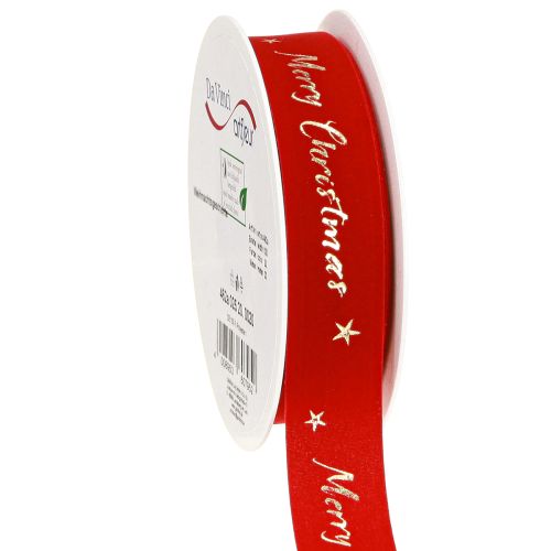 Ruban de Noël rouge or « Joyeux Noël » 25 mm 20 m