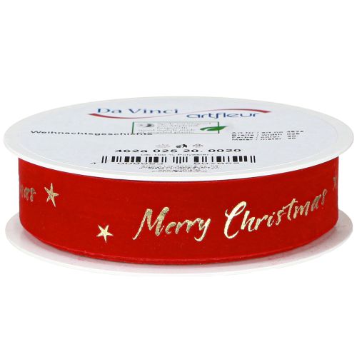 Article Ruban de Noël rouge or « Joyeux Noël » 25 mm 20 m