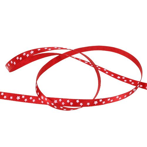 Floristik24 Ruban de Noël rouge avec étoiles 6mm 20m