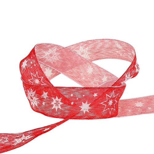 Floristik24 Ruban de Noël rouge avec motif étoile 25mm 20m