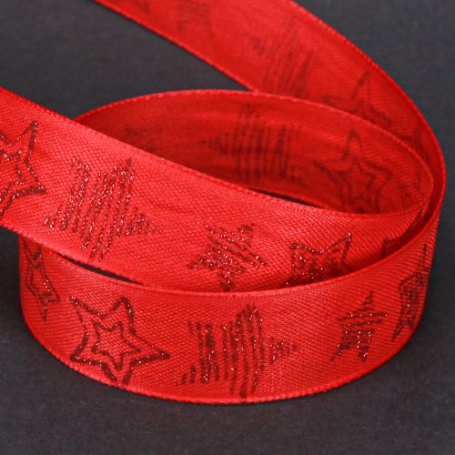 Article Ruban de Noël rouge avec étoiles scintillantes 25 mm 18 m