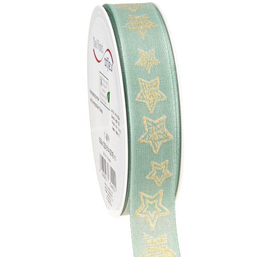 Ruban cadeau étoiles de Noël turquoise 25 mm 18 m