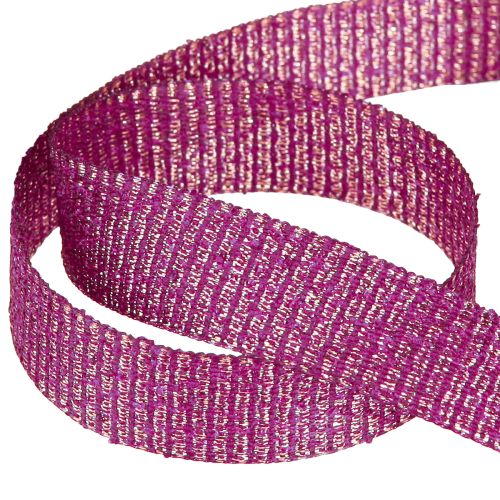 Article Ruban de Noël avec fils dorés, ruban cadeau Erika 25 mm 20 m