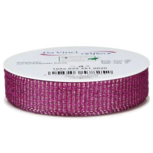 Article Ruban de Noël avec fils dorés, ruban cadeau Erika 25 mm 20 m