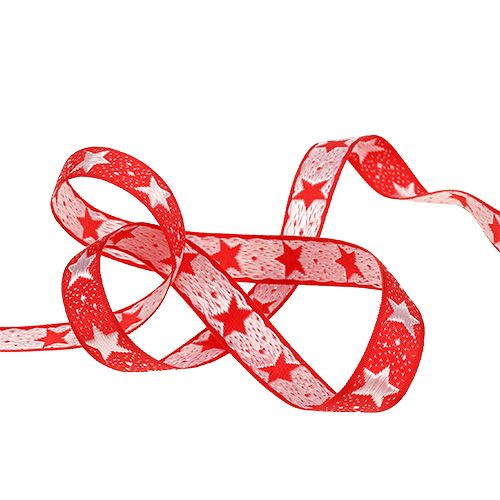 Floristik24 Ruban de Noël avec étoiles rouge 15mm 20m