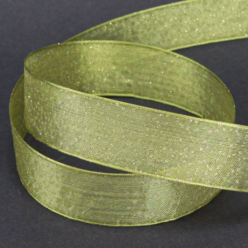 Article Ruban de Noël à pois dorés, indéformable, vert, 25 mm, 20 m