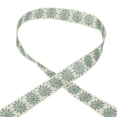 Article Ruban de Noël avec flocons de neige blanc vert 25mm 20m