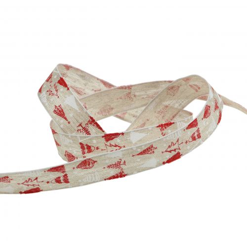 Floristik24 Ruban de Noël Sapin de Noël rouge 25mm 15m