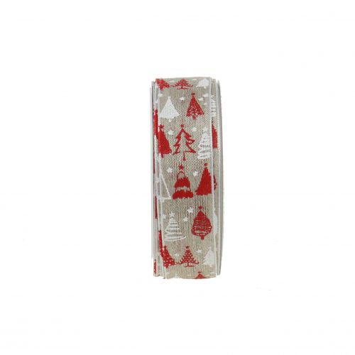 Floristik24 Ruban de Noël Sapin de Noël rouge 25mm 15m