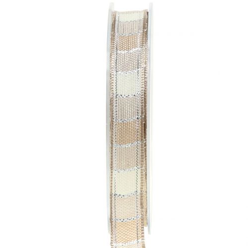 Floristik24 Ruban de noël crème 15mm 15m