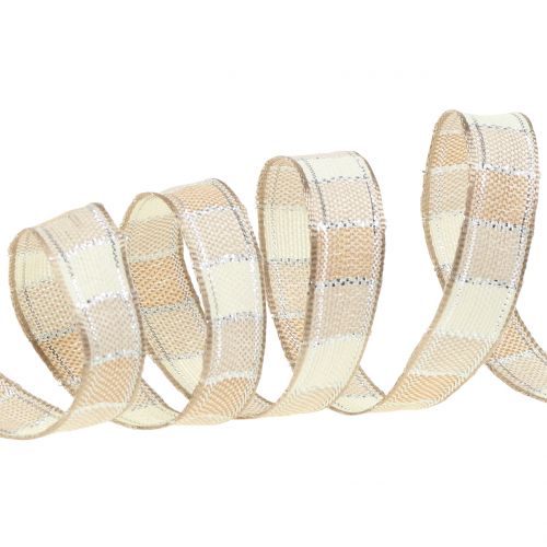 Floristik24 Ruban de noël crème 15mm 15m
