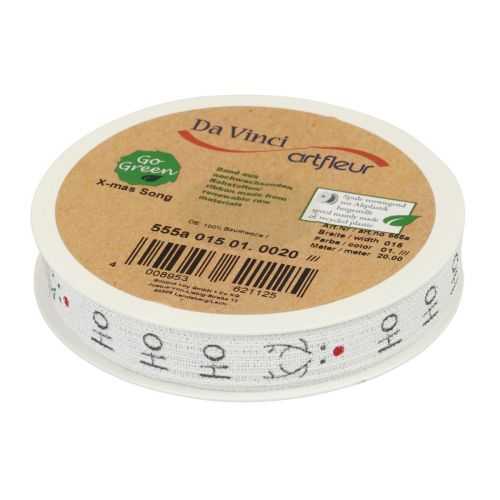 Article Ruban cadeau Noël Ruban de Noël Hohoho blanc 15mm 20m
