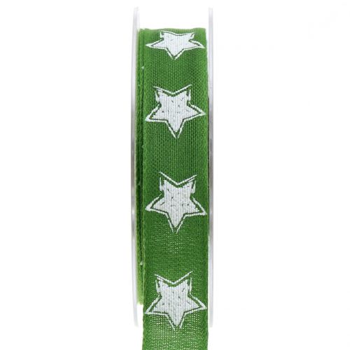 Floristik24 Ruban de Noël en lin avec étoile verte 25mm 15m