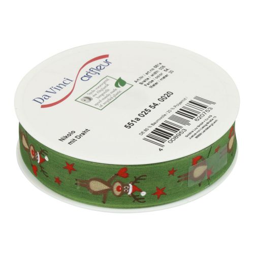 Article Ruban de Noël renne ruban de Noël vert 25mm 20m
