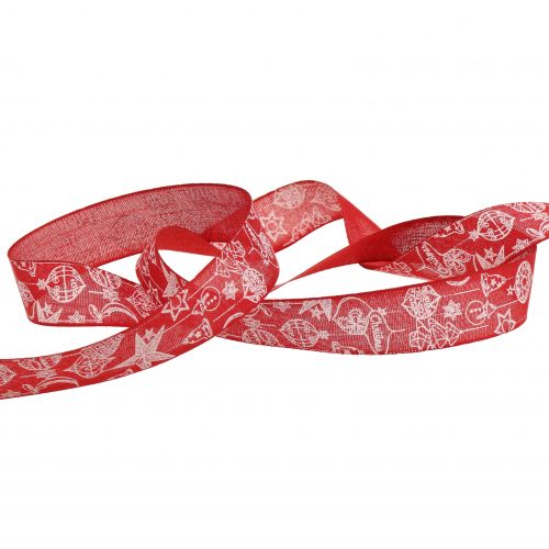 Article Ruban décoratif rouge avec motif de Noël 25mm 18m
