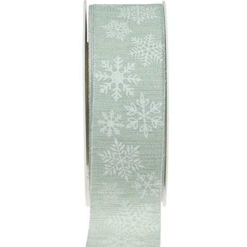 Ruban de Noël ruban cadeau flocon de neige vert clair 35mm 15m