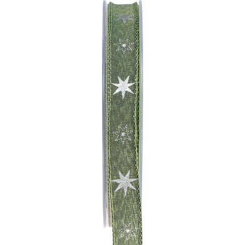 Ruban de Noël étoiles ruban cadeau vert argent 15mm 20m