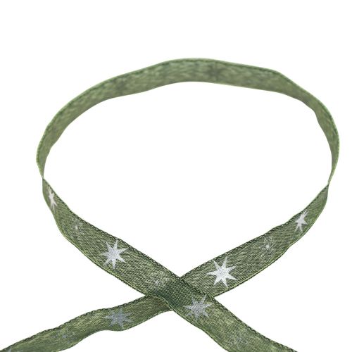 Ruban de Noël étoiles ruban cadeau vert argent 15mm 20m