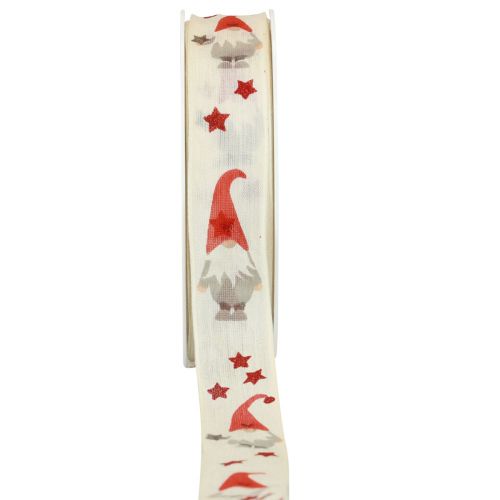 Ruban cadeau Ruban de Noël gnome crème 25mm 20m