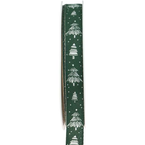 Floristik24 Ruban de Noël avec sapins ruban cadeau vert 15mm 20m