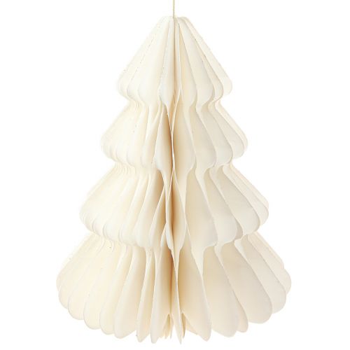 Article Sapin de Noël en papier à suspendre blanc 40cm 2pcs