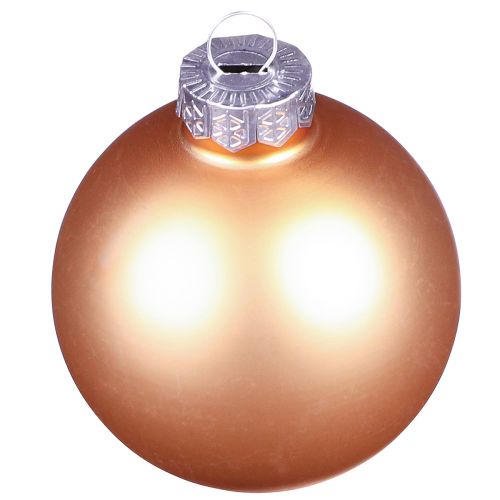 Article Boules de sapin de Noël rose abricot en verre Ø7,5cm 12 pcs