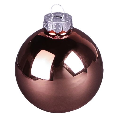 Article Boules de sapin de Noël rose abricot en verre Ø7,5cm 12 pcs