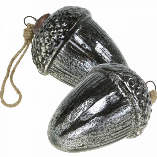 Article Décoration de sapin de Noël vintage gland en verre pendentif de Noël H14cm Ø10cm 2pcs