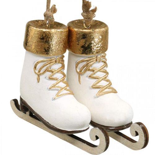 Floristik24 Décoration de sapin de Noël patin à glace or, blanc 10×8×3cm 2paires