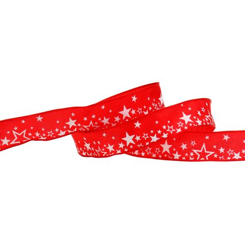 Floristik24 Ruban de Noël motif étoile rouge 25mm 25m