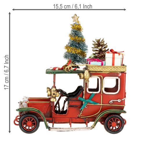 Article Décoration de Noël voiture Voiture de Noël vintage rouge 15×7×16cm