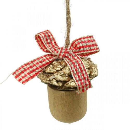 Article Décoration de Noël pendentif de Noël en bois gland décoratif 5cm 12 pcs
