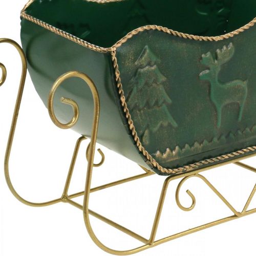 Floristik24 Décoration de Noël déco traîneau Traîneau de Noël vert/or 30×12.5×20cm