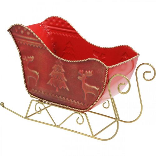 Floristik24 Décoration de Noël déco traîneau Traîneau de Noël rouge/or 30×12.5×20cm