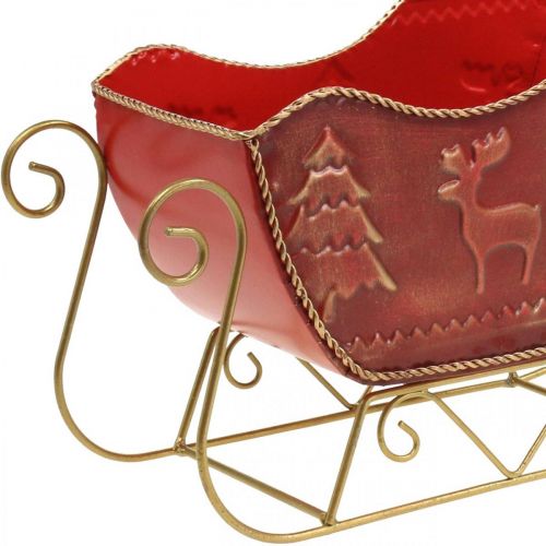Floristik24 Décoration de Noël déco traîneau Traîneau de Noël rouge/or 30×12.5×20cm