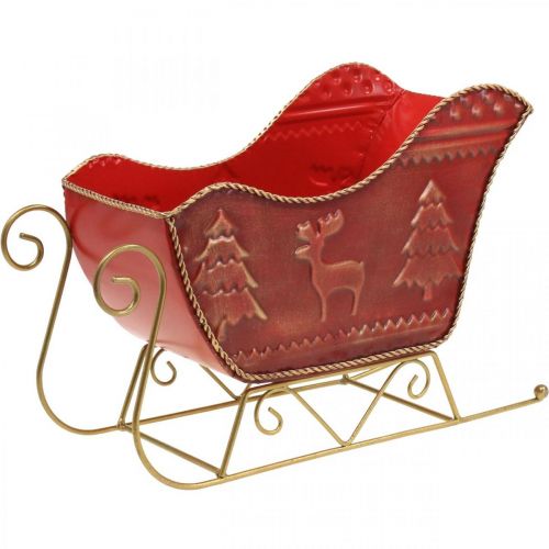 Floristik24 Décoration de Noël déco traîneau Traîneau de Noël rouge/or 30×12.5×20cm