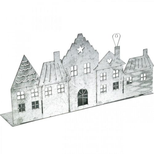 Floristik24 Décoration de Noël maisons, photophore métal argenté 25cm