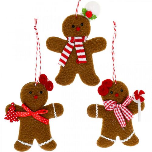 Décoration de Noël pendentif bonhomme en pain d&#39;épice H9/10.5cm 3pcs
