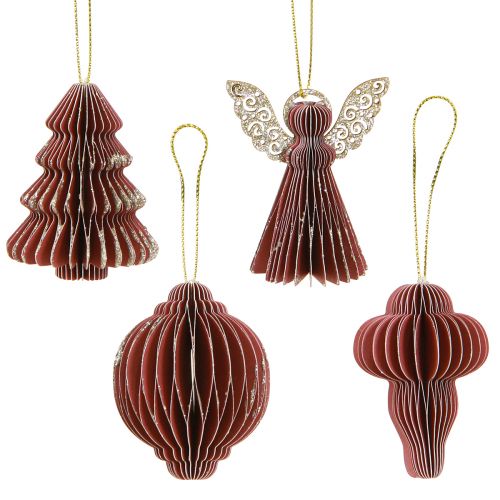 Article Décorations de Noël décorations d&#39;arbre en papier Bordeaux 6cm 12 pcs