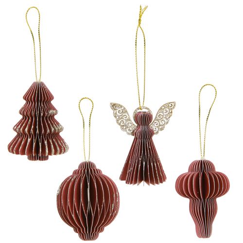 Article Décorations de Noël décorations d'arbre en papier Bordeaux 6cm 12 pcs