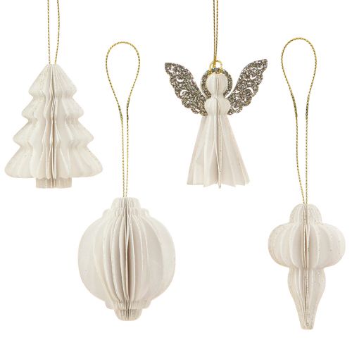 Floristik24 Papier de décoration de Noël Décorations d'arbre de Noël blanc 6cm 12 pcs
