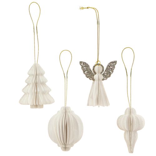 Floristik24 Papier de décoration de Noël Décorations d'arbre de Noël blanc 6cm 12 pcs
