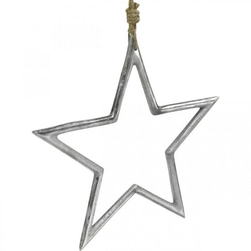 Floristik24 Décoration de Noël étoile, décoration de l'avent, pendentif étoile argent L24,5cm