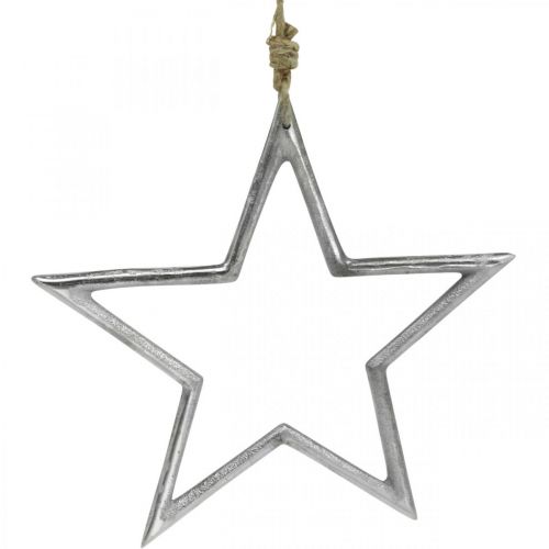 Floristik24 Décoration de Noël étoile, décoration de l'avent, pendentif étoile argent L24,5cm