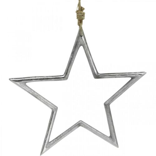 Article Décoration de Noël étoile, décoration de l&#39;avent, pendentif étoile argent L24,5cm