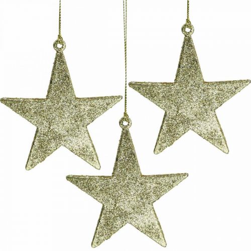 Floristik24 Décoration de Noël pendentif étoile paillettes dorées 10cm 12pcs
