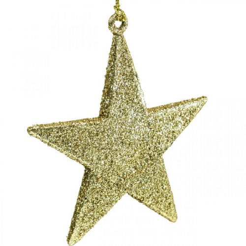 Article Décoration de Noël pendentif étoile paillettes dorées 10cm 12pcs