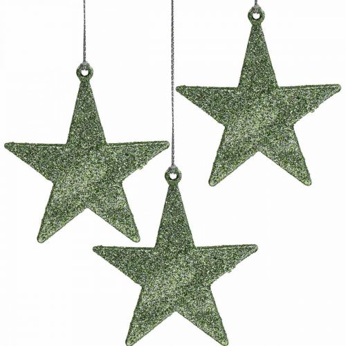 Floristik24 Décoration de Noël pendentif étoile menthe paillettes 10cm 12pcs